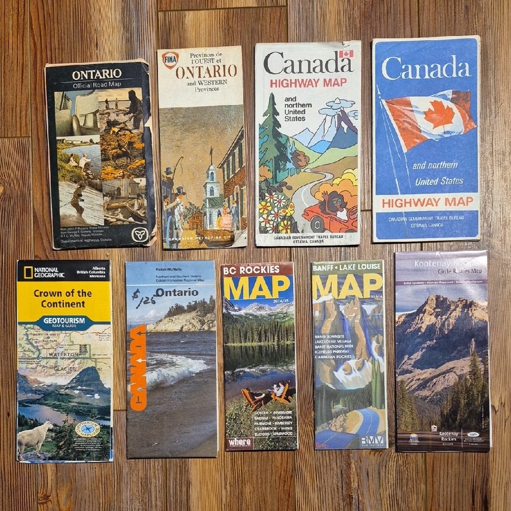 Collection / Lot of 9 Canada Travel Road Maps